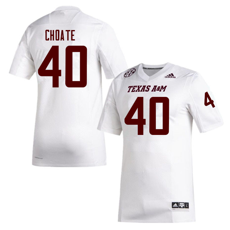 Men #40 Connor Choate Texas A&M Aggies College Football Jerseys Sale-White